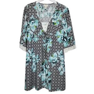 4/$25 -Soma Intimates Floral Crochet Lace Trim Sleepwear Gown - Size S